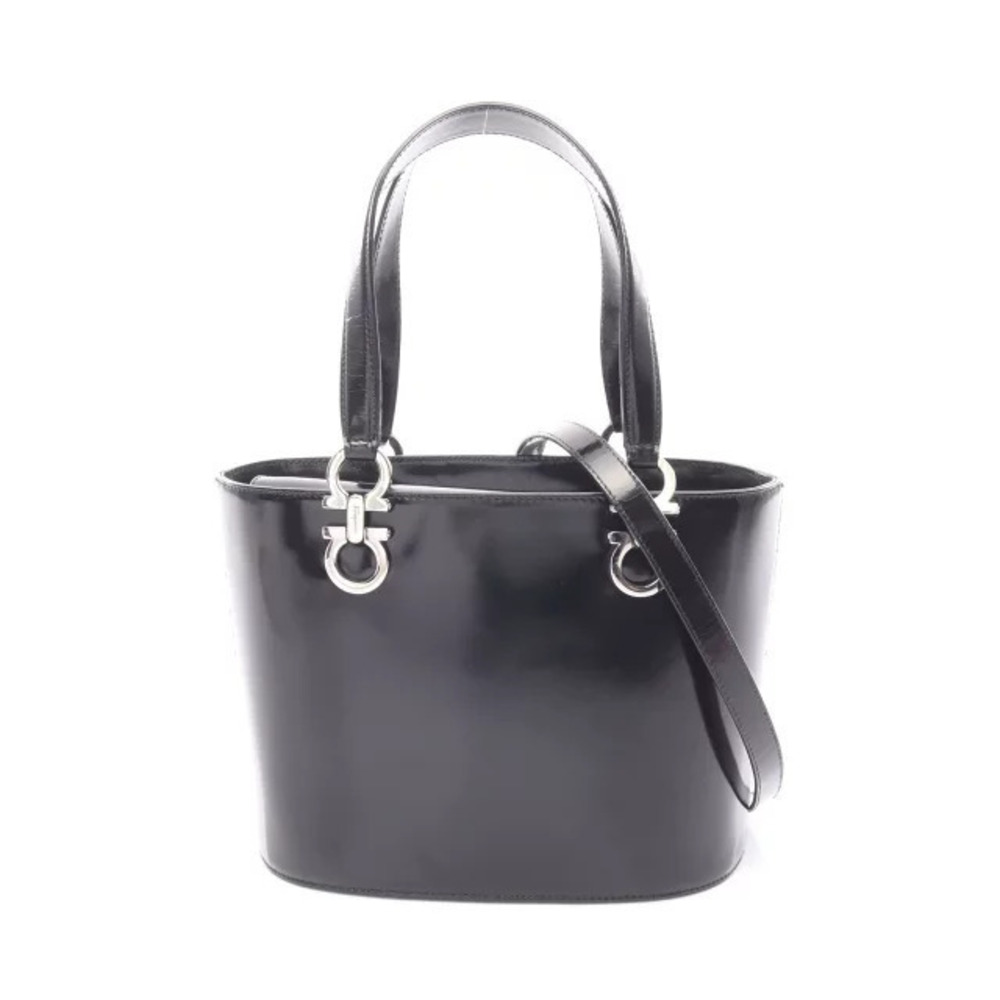 Salvatore Ferragamo Gancini Handbag Leather Black
